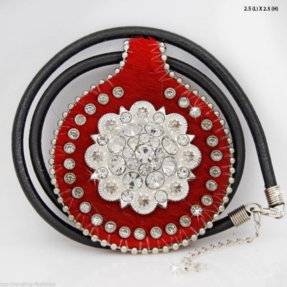 Jewelry N6 Red Hair On Cowhide Necklace Rhinestone Western Poshmark